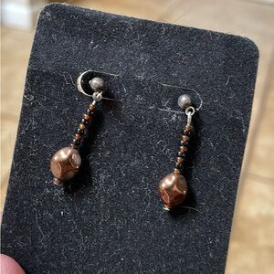 Elegant Brown Beaded Dangle Earrings